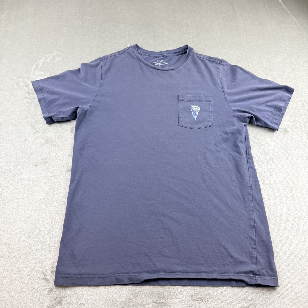 Vineyard Vines Kids Blue Lacrosse Pocket T-Shirt Large 14 Short Sleeve Cotton